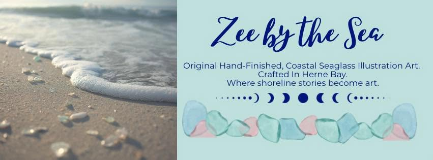 Zee by the Sea — Original Hand-Finished Coastal Seaglass Illustration Art. Crafted in Herne Bay. Where shoreline stories become art.